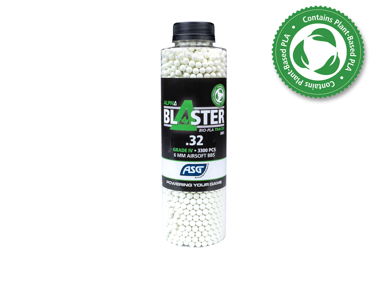 Alpha Blaster PLA Green Tracer Kugeln, 0,32 g, 3300 Stk. – Flasche