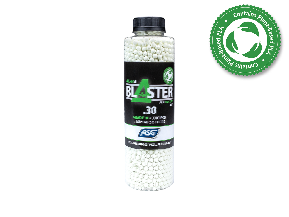 Alpha Blaster PLA Green Tracer Kugeln, 0,30 g, 3300 Stk. - Flasche